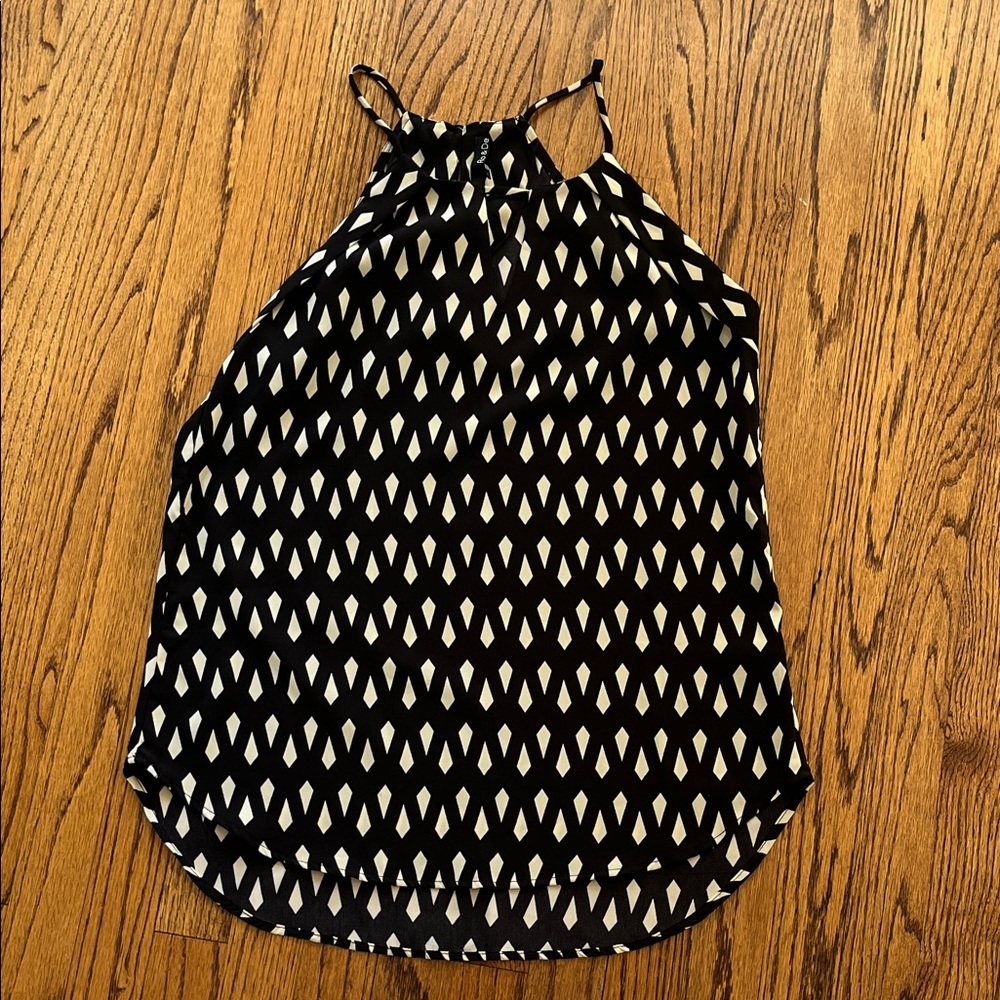 Ro & De Black and White Diamond Halter Camisole